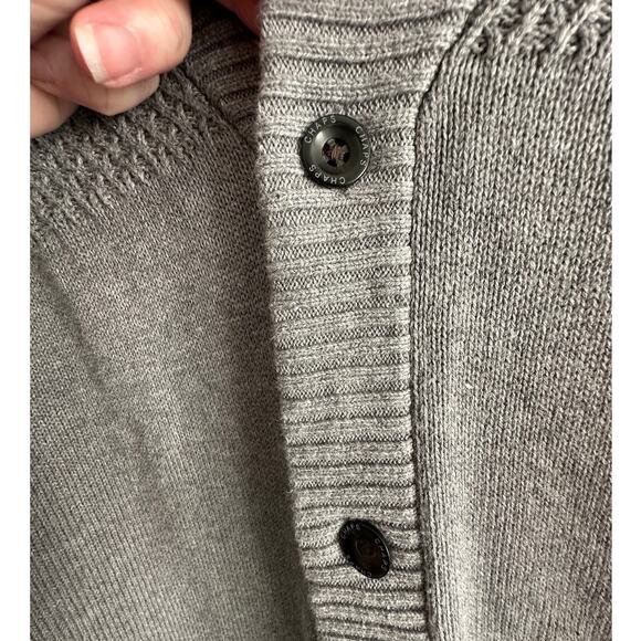 CHAPS Ralph Lauren Unisex Cardigan Sweater Grey Button Long Sleeve Cotton Sz L - Picture 4 of 11